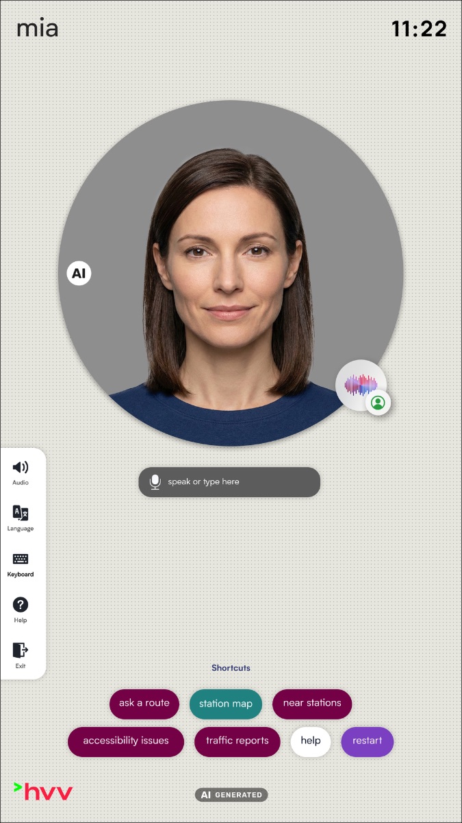User interface in active mode